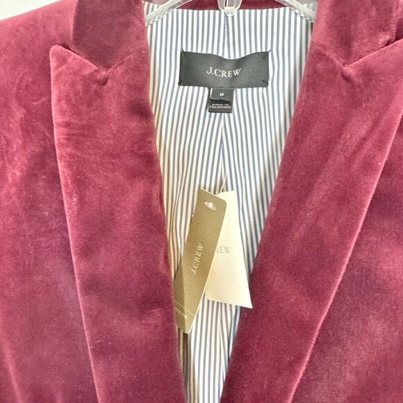 J. Crew Women’s Velvet Maroon Red Sport Blazer Coat Stripes Lined Modal Cotton 0 - Picture 5 of 10